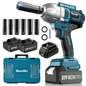Seesii Cordless Impact Wrench WH710 Pro - 885FT-LBS(1200N.m) High Torque Brushless Impact Gun with 2x 21V 4.0Ah Batteries, 6 Sockets & Heavy-Duty Case - for Car, Truck Tire Lug Nut Removal & Industrial Use, dealsforyoudays