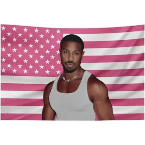 Pink America Michael B Jordan Flag wall tapestry poster for college dorm cave bedroom living room office party decoration gift-room decor summervibes