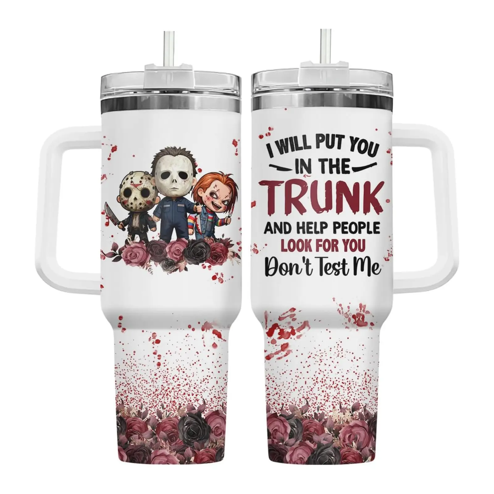 Funny Horror 40oz Tumbler with Handle, 20oz Tumbler, Spooky Gothic Halloween Cup, Dark Art Horror Gift, Scary Creepy #Macabre Tumbler for Women, BFF Soul Sister Gift, Horror Lover Drinkware, Halloween Gift, Horror Girlfriend Gift, Halloween Party Cup