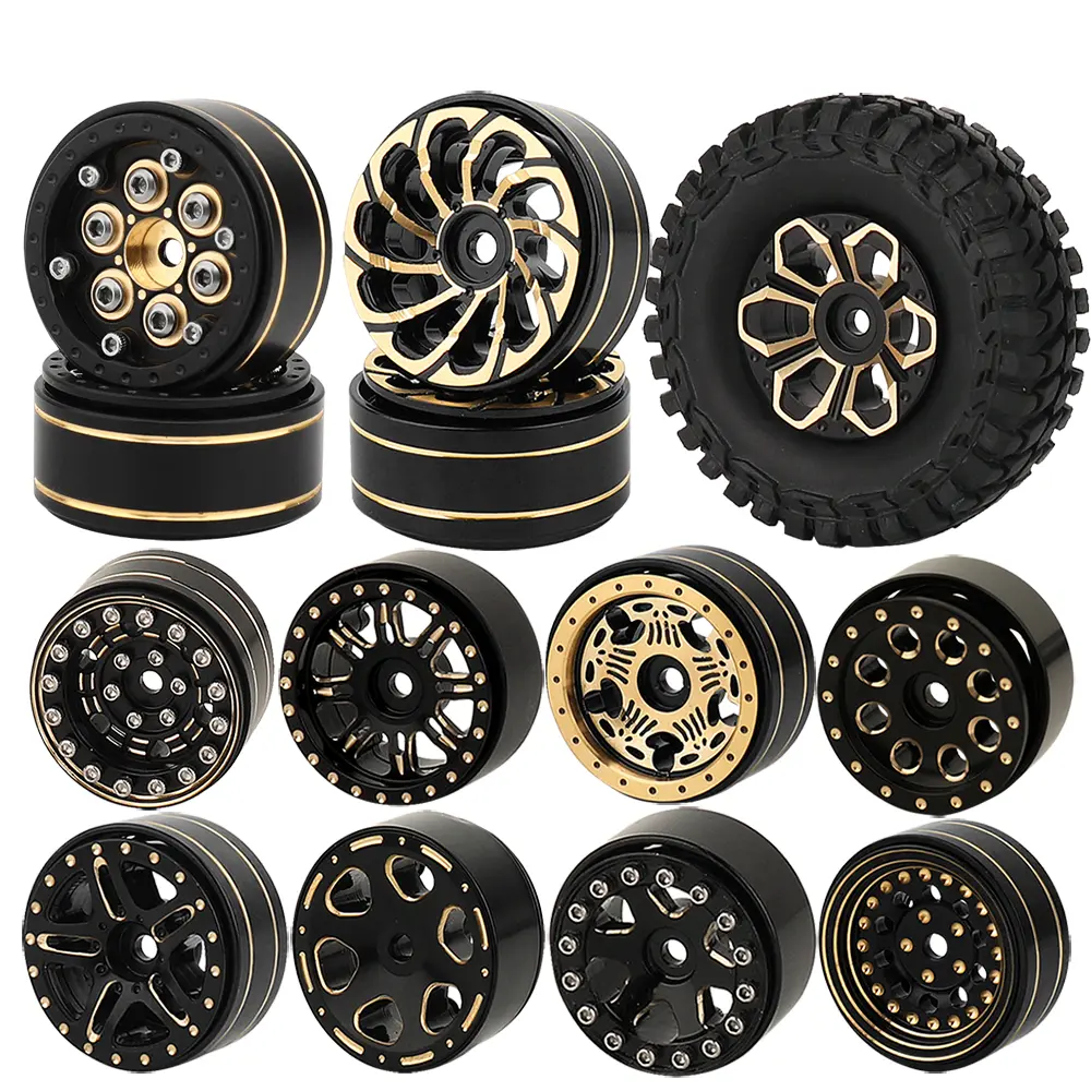 Lonzexy Unisex 4PCS 1.0in Brass Beadlock Wheel Rims Set - Metal Upgraded RC Car Wheel Rim Hubs for 1/18 TRX4m Redcat Ascent18, 1/24 Axial SCX24 90081 C10 JLU FCX24 Remote Control Crawlers (For Ages Above 12)