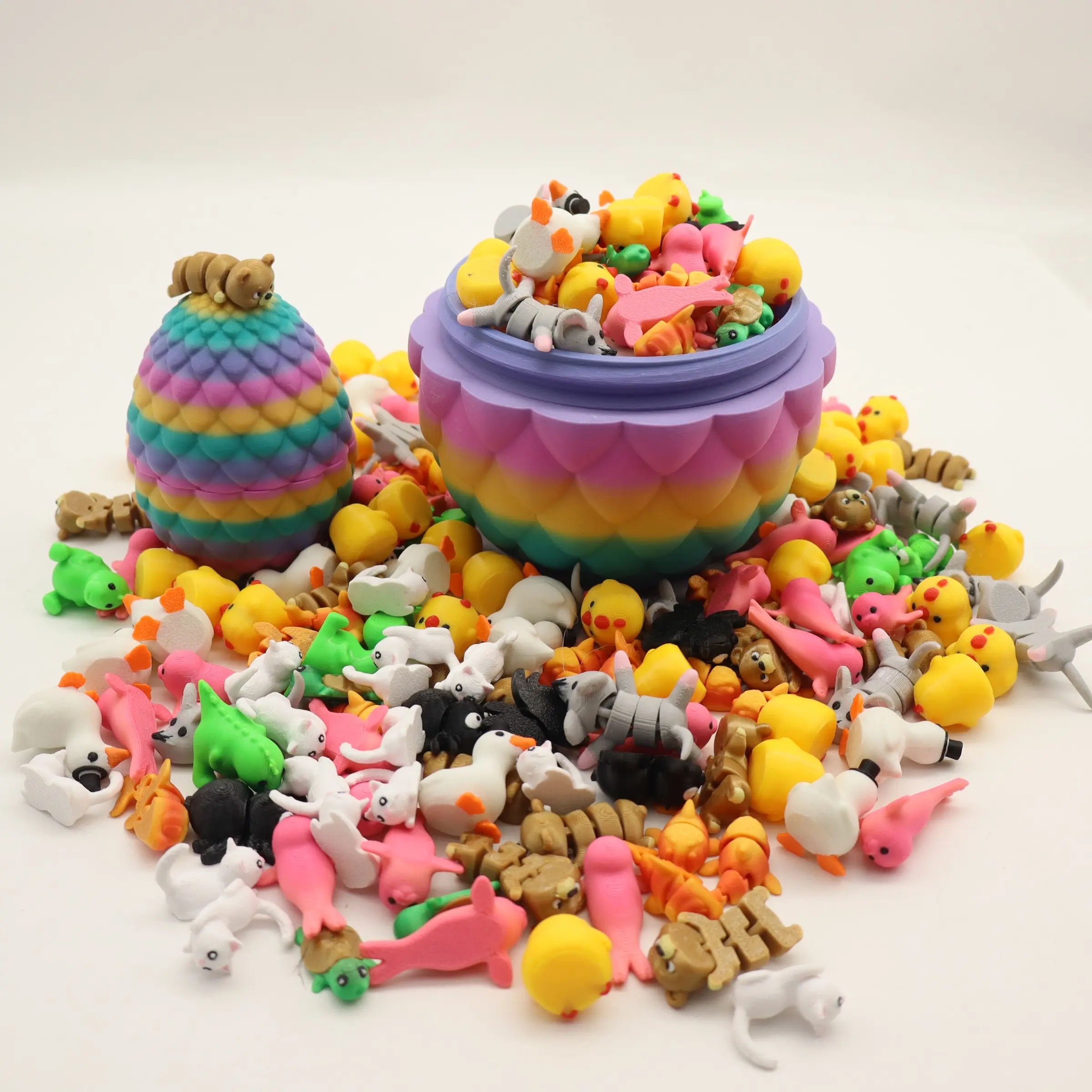 100pcs/20pcs 3D-Printed Colorful Animal Kingdom Models, Unique Decorative Animal Decorations, Room Decoration, Garden Ornaments, Aquarium Accessories, Garden Sculptures Statues