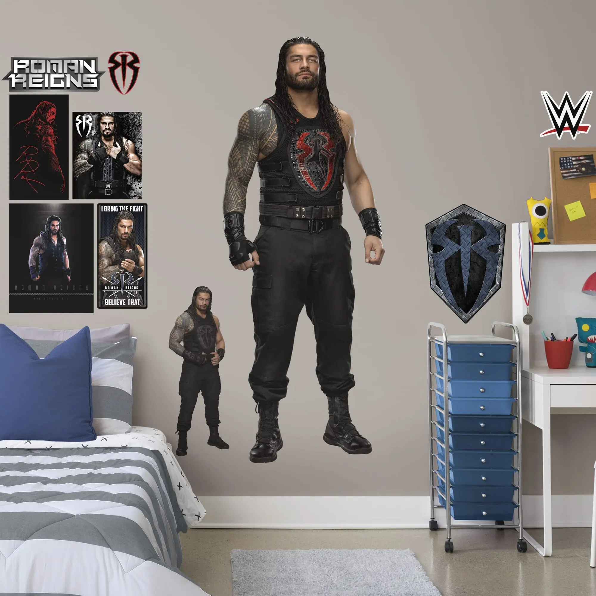 Official WWE Roman Reigns RealBig Collection Peel-and-Stick Decorative Stickers, Reusable Vinyl Stickers Decor, Smooth Surfaces Wall Decor for WWE Fans #1