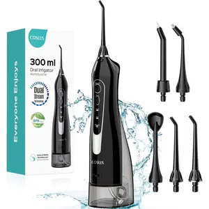 COSLUS Water Dental Flosser Teeth Pick: Portable Cordless Oral Irrigator 300ML Rechargeable Travel Irrigation Cleaner IPX7 Waterproof Electric Flossing Machine for Teeth Cleaning C20(F5020E) COSLUS