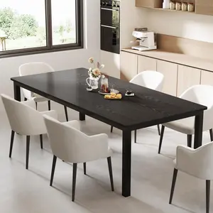 Garvee - Mesa de Comedor Industrial de 78 Pulgadas para 8 Personas, Mesa de Cena Larga de Madera con diseño de Espiga de mortaja, Mesa de Cocina con Patas de Metal Resistentes, para Comedor,