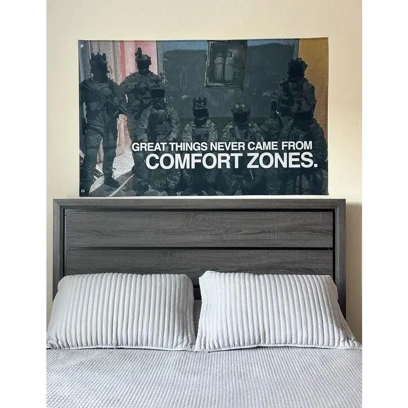 No Comfort Zones Motivational Flag college flag Banners Room Decor Tapestry Wall Mural Wall Hanging Tapestry