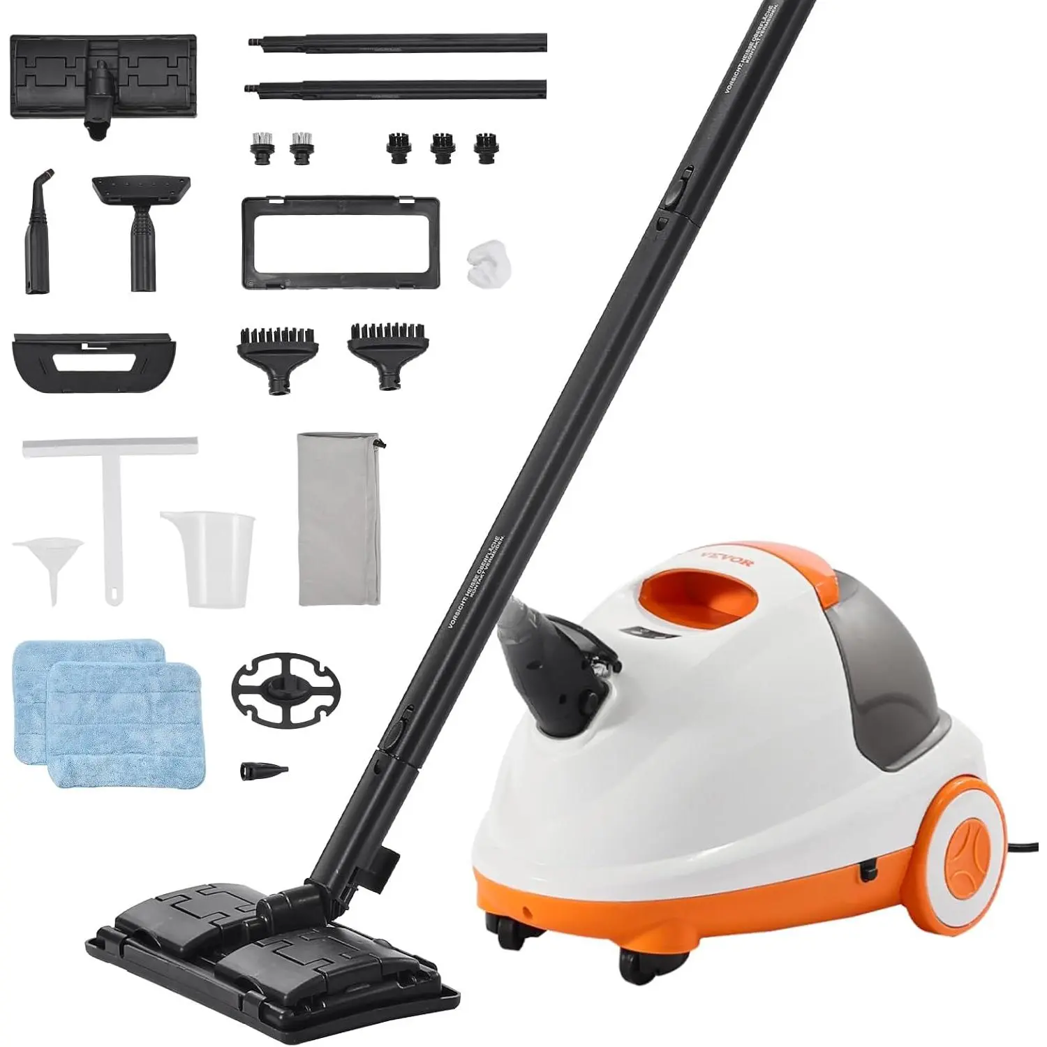 VEVOR Corded Steam Cleaner, Multipurpose Powerful Steamer with 23 Accessories Including Floor Brush, 85 oz Tank, Extra-Long Power Cord, Portable Handle, 2-Minute Setup for Grout, Tile, Home Use, 2 Minutes