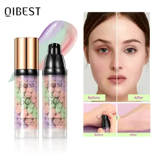 Three-Color Protective Isolation Cream with SPF 50 Coverage, Brightening & Oil-Control Moisturizer for Color Correction, Waterproof & Sweatproof Makeup Base