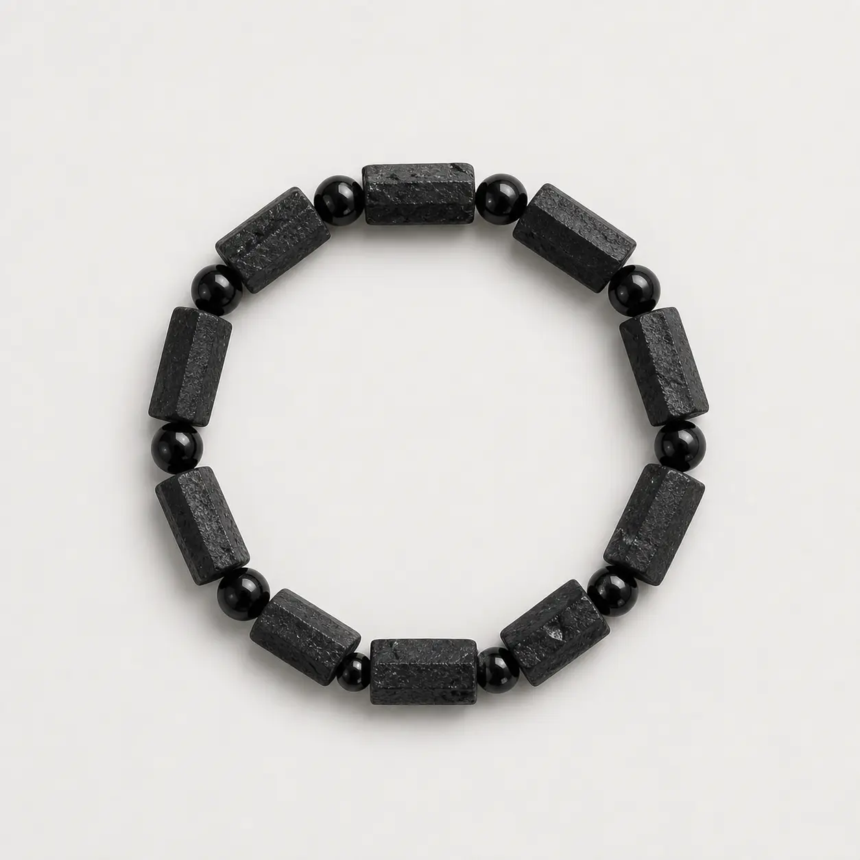 Black Beaded Chain Bracelet for Men & Women, Minimalist Grounding Aid with a Structured Look for Protection & Positive Flow, All Seasons, Daily Wear, Unisex, Attracts Positive Flow, Black Energy, Bangle, Encourages Grounded State, Structured Beads, Black