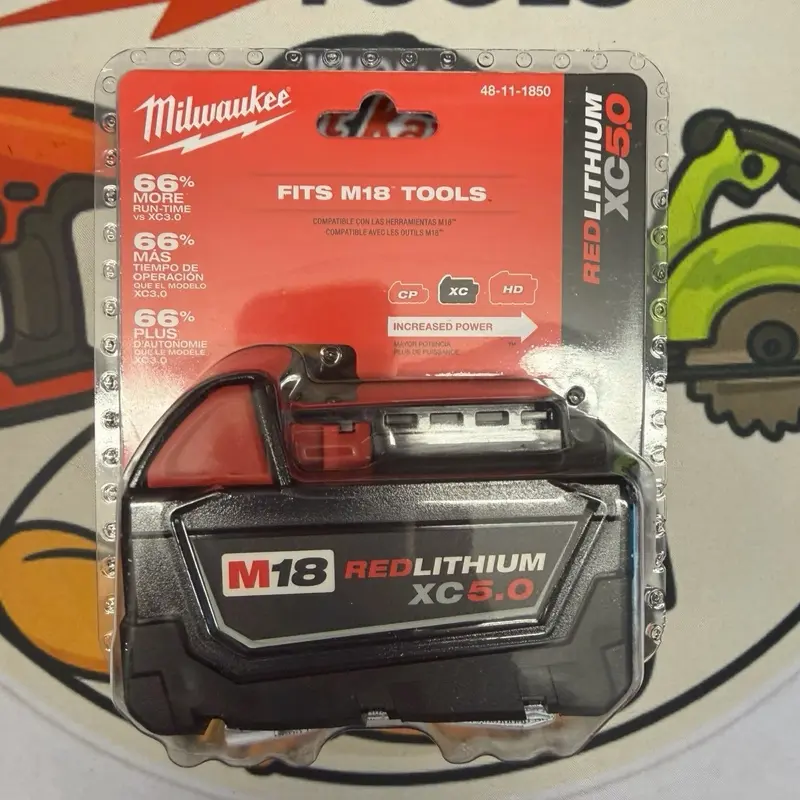 Milwaukee M18 5.0 Ah Rechargeable Lithium-Ion Battery for Milwaukee M18 Cordless Power Tools