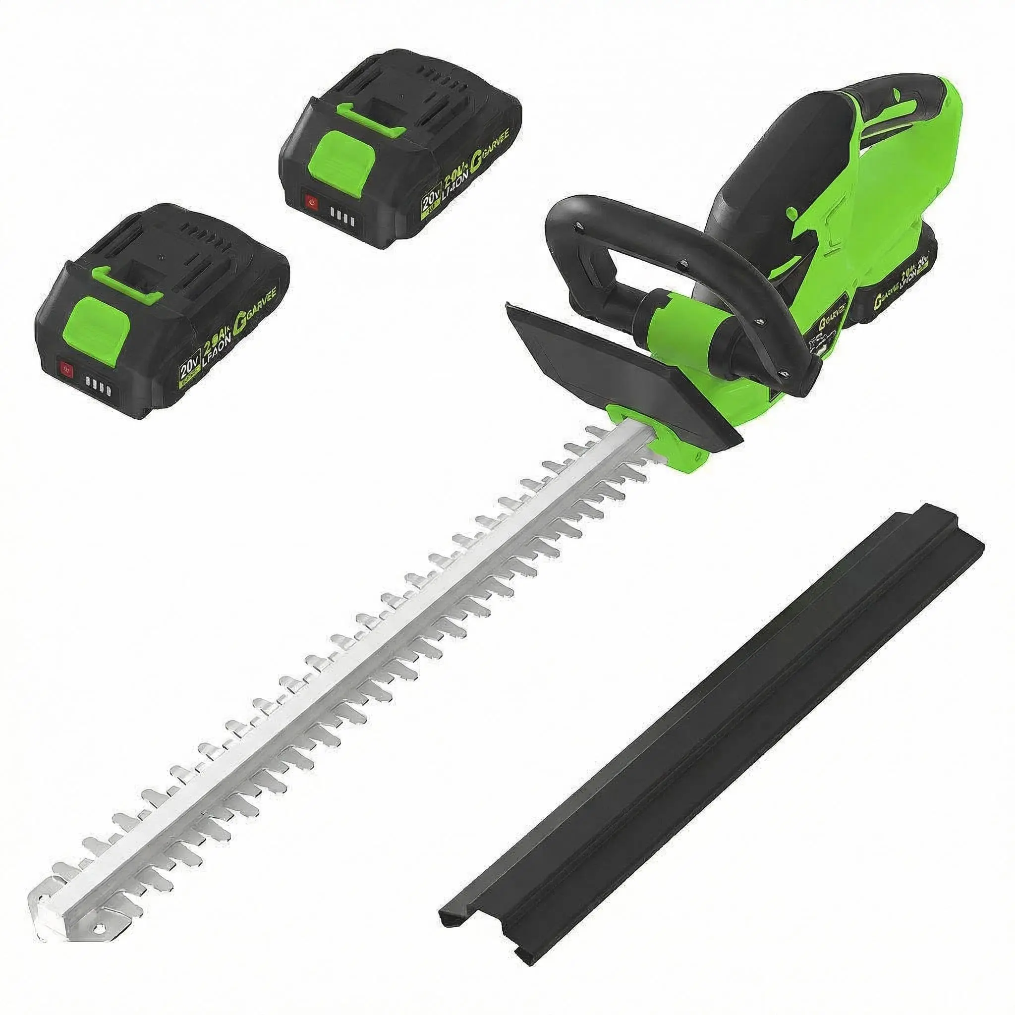 【GARVEE】Powerful 20V Electric Hedge Trimmer - 22.4" Cutting Blade, 2 Pack 2.0Ah Batteries, Lightweight Handheld Shrub Trimmer for Garden & Yard Maintenance