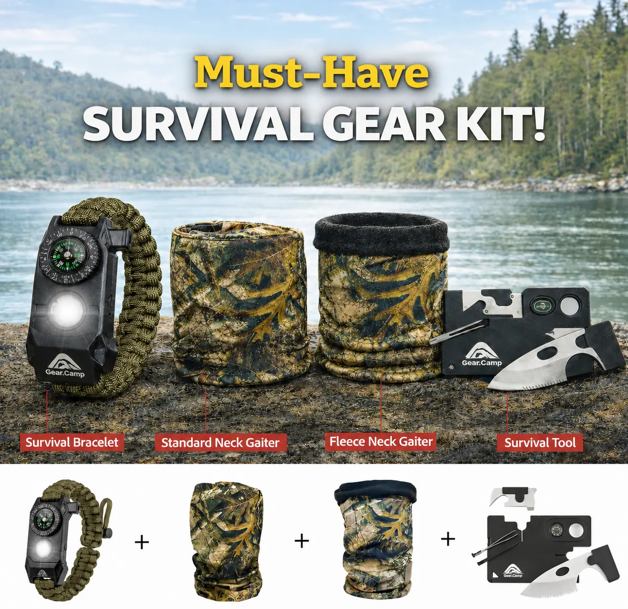 Go-Anywhere Survival Gear Bundle Kit (4 Products)