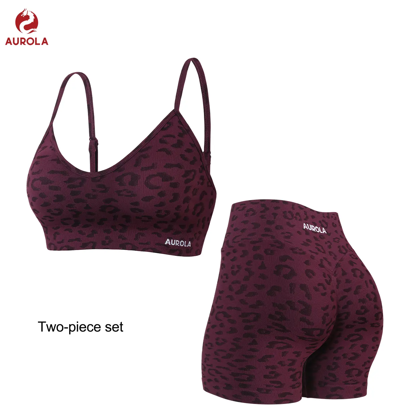 AUROLA Leopard Workout Set for Women, Scrunch Butt Seamless Shorts & Backless Padded Strappy Sports Bra, Gym Yoga Activewear Outfit tiktokshopbacktoschool