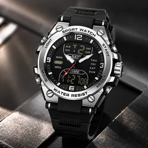 Men's Sports Digital Watch Fashion Cool Dual Display Large Dial Waterproof Electronic Wristwatch Luminous Military Outdoor Fitness Watches Trendy Casual Chronograph Clock Gift for Teenage Boys Young Men