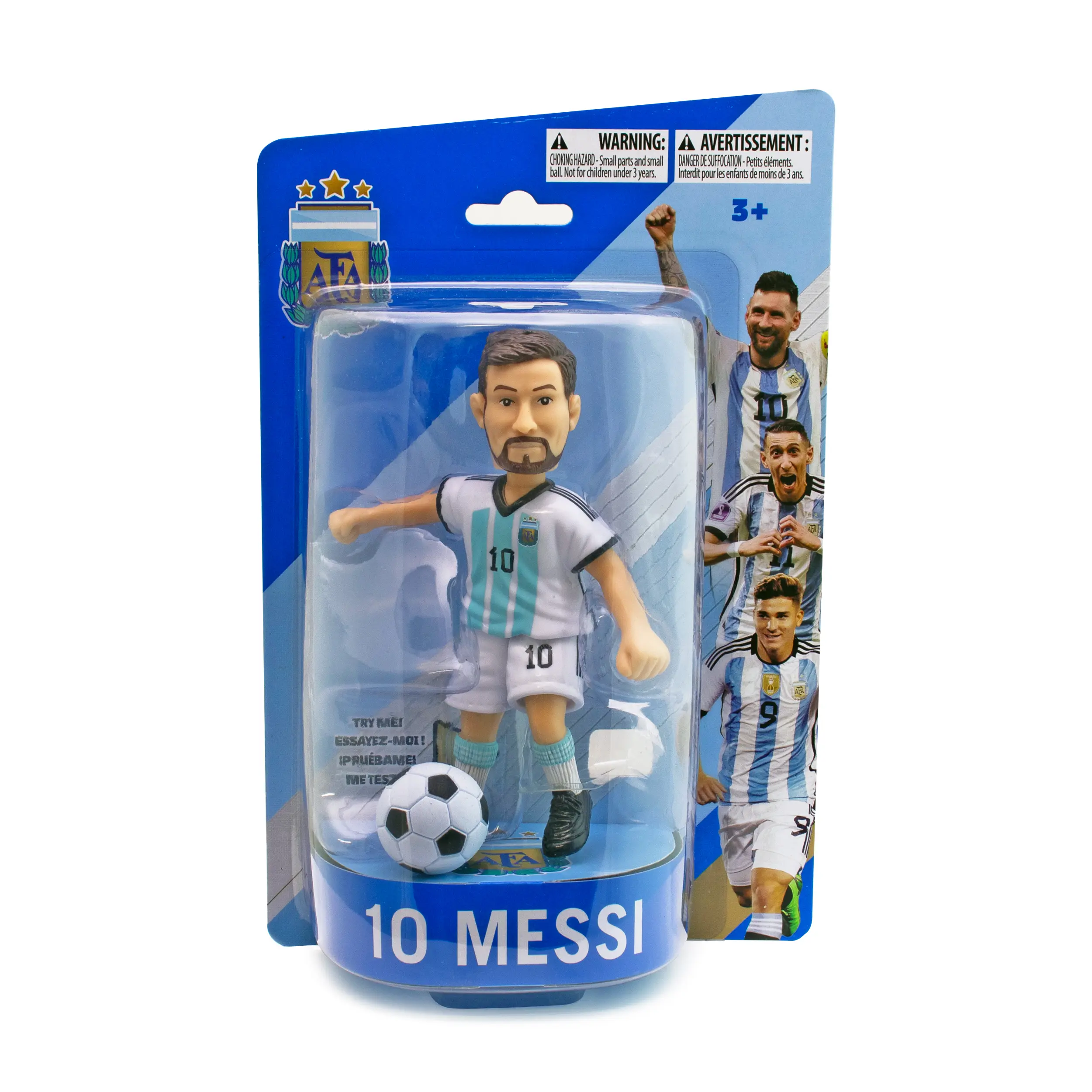 Maccabi Art Official Lionel Messi AFA Argentina Soccer Action Figure, 4.5 Inch Collectible with Movable Arms & Head, Soccer Ball and Display Stand, Gift for Soccer Fans
