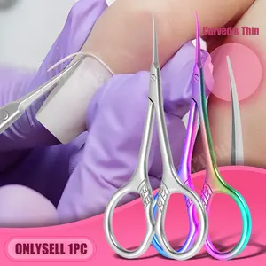 Stainless Steel Ultra-Fine Curved Blade Dead Skin Clipper, Multi-Purpose Precision Small Scissors for Nail Eyebrow Lash Beauty Trim