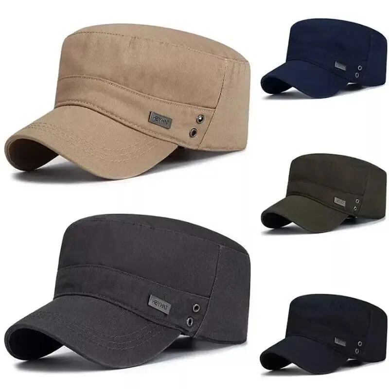 Army Military Flat Cadet Top Hat - Cotton Washed Adjustable Cap, Military Style, Classic Flat Top Design, Comfortable Cotton Fabric, Durable Outdoor Hat for Men & Women, Adjustable Strap for a Perfect Fit, Ideal for Outdoor Activities, Travel, Everyday