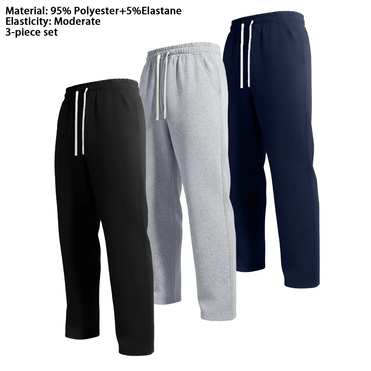 Men's Soft Knit Loose Wide Leg Sweatpants, Elastic Drawstring Straight Track Pants with Side Pockets, 3-Color Basic Streetwear Lounge Trousers for Daily Workout & Walking pantalones para hombre pants for men work pants cargo pants for men