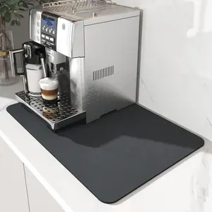 Coffee Mat for Coffee Bar — Stain-Hiding PU Surface, Rubber Backed, Absorbent Quick-Dry Diatomite | Fits Coffee Maker, Espresso Machine, Dish Rack