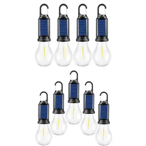 2025 New Solar Camp Tent Light Solar Powered Rechargeable Hook Camping Lights Warm Light Waterproof Led Light Outdoor Household Decorative Light Strips for Hiking Party Festivals and Celebrations