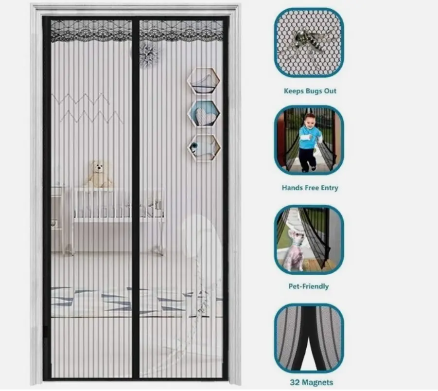 Magnetic Screen Door Retractable Mesh Net Pet Patio Hands Free Mosquito Magic