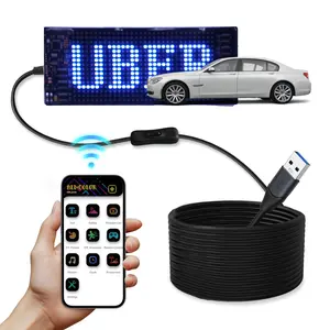 MasterAkoh Programmable Scrolling LED Car Sign, Flexible USB 5V Digital Light Display, 7''*3'' &15''*4'' two sizes, Bluetooth App Control Custom Text Animation for Store Taxi Counter Booth Advertising
