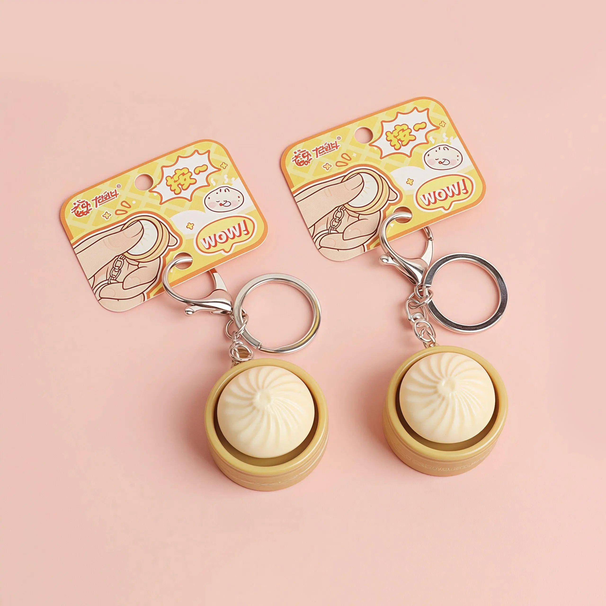 Creative Steamed Bun Stress-Relief Toy - Squeezeable Keychain Charms, Playful Collectibles for Daily & Everyday Use Small Pendant