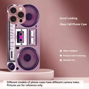 Retro cassette tape series pattern, metal painted glass phone case, anti-drop and anti-fingerprint, skin-friendly feel, suitable for iPhone 17, 16, 15, 14, 13, 12, 11 and other series models, can be given as a gift to friends or family.