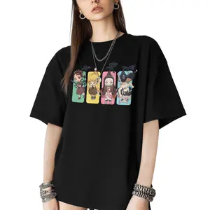 Cute Anime Slayer Characters Shirt: Tanjiro, Zenitsu, Inosuke, Nezuko, Infinity Castle 2025, Kasugai Garasu, Aesthetic Anime Graphic T-shirtFather's Day Gift