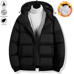 Men's Plain Pocket Zip Up Thick Warm HoodedPuffer Coat, Regular Fit Long Sleeve PaddedWinter Coat,Menswear, Cold Weather GearMens Clothing, Jackets for Men, Jackets,Men's Clothing
