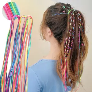 1 Set Assorted Color Hair Rope Band Sturdy Rainbow String Fashionable Gradient Color Hair Braiding Yarn Strings for Braids Wire Wraps Hair Styling Accessories 10pcs