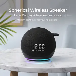 5th Gen Spherical Alexa Dot Audio Speaker with RGB LED Light, Wireless Subwoofer, TWS Connection, and Portable Base