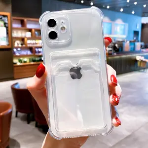 ID Credit Card Holder Clear Phone Case for IPhone 16 Pro Max 15 Promax 14 13 12 11 Plus Ip16 Wallet Shockproof Cover Protection Protective