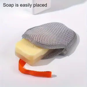 Double-Sided Soap Sponge Bag, Bathing Scrubbing Net, Foaming Mesh for Face Wash & Body Cleanser, Essential Bathroom Accessory, Body Care Tool, Exfoliating Net Sponges, Body Scrubber