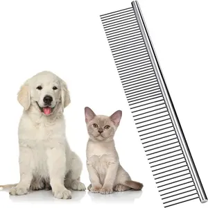 Dog Combs for Grooming, Metal Cat Comb for Removing Tangles and Knots, Professional Grooming Tool for Long Haired Dog, Cat and Other Pets Dxlam-101
