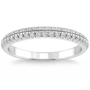 1/2Ct Pave Diamond Wedding Ring 14k Gold Stackable Band Lab Grown