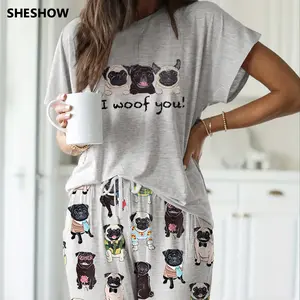 SHESHOW Cute Pug Casual Pajama Set For Women