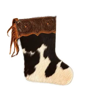 Christmas Stocking-Real Hair on Hide-Genuine leather
