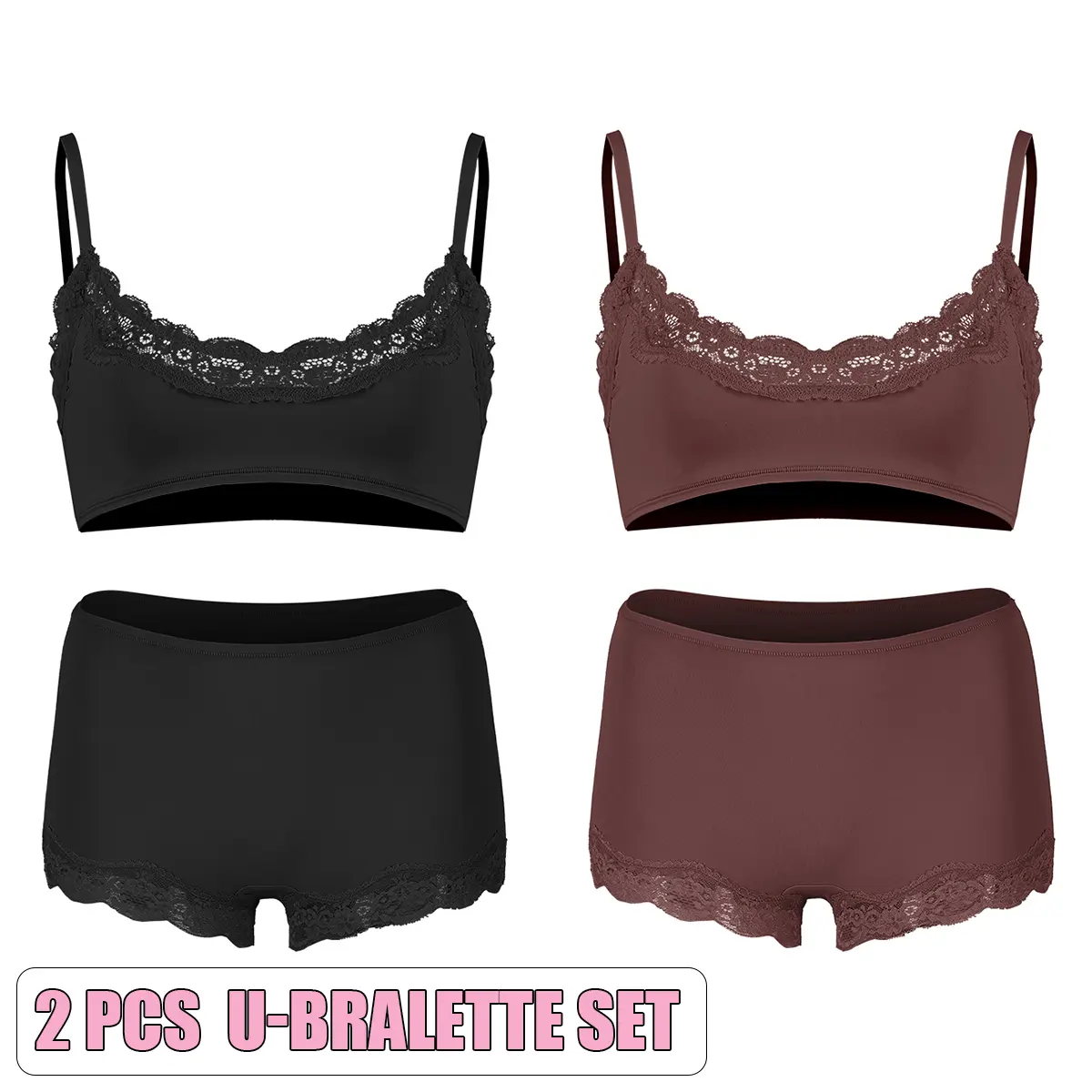 U-Bralette Set(Black/Cocoa)