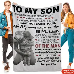 A flannel blanket from Dad to his son—soft and cozy. A warm, retro-style gift perfect for any season and ideal for use in bedrooms, living rooms, on the couch, or while camping. It makes an excellent birthday or graduation gift for your son.