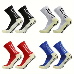 2/4 Pair Men's Soccer Socks with Anti Slip Non Slip Grip Pads for Football Basketball Sports Grip Socks - All-Season Comfort Gripsock