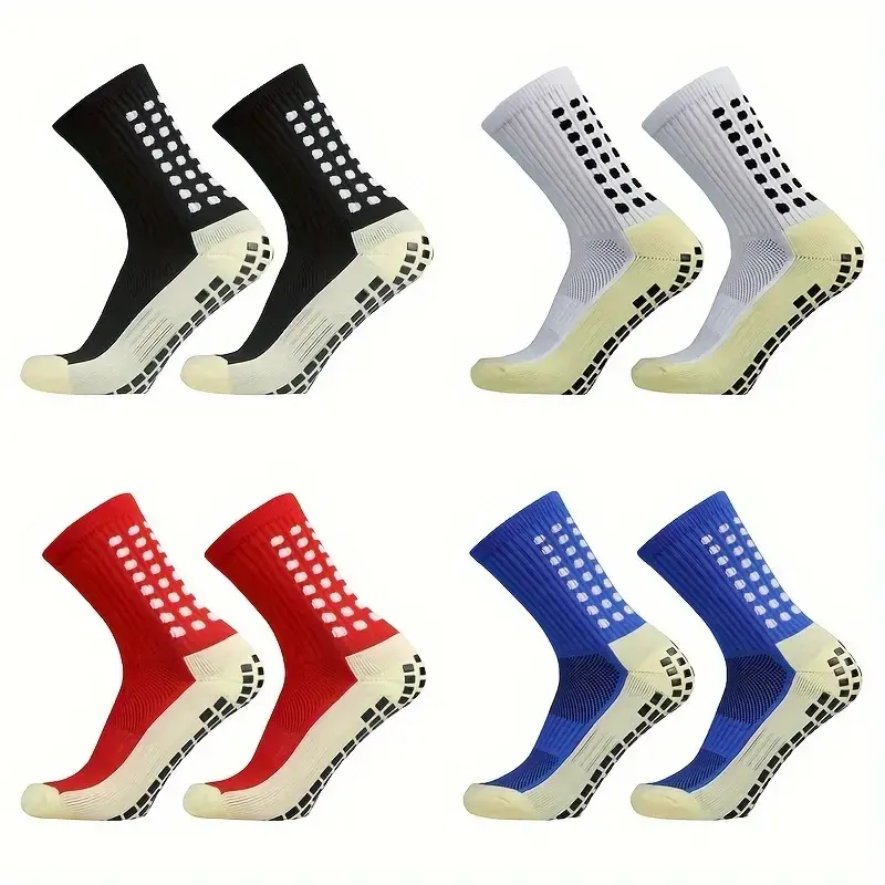 2/4 Pair Men's Soccer Socks with Anti Slip Non Slip Grip Pads for Football Basketball Sports Grip Socks - All-Season Comfort Gripsock