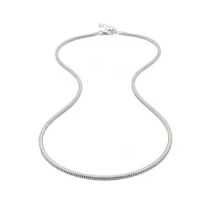 Stainless Steel Snake Chain Necklace for Women, 15mm Minimalist Round Snake Link Choker, Waterproof Non-Tarnish Gold/Silver Snake Bone Chain, Dainty Simple Jewelry Gift, 17-19 Inch can layered and overlapped