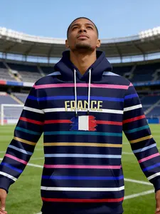 France Fan Essential Unisex Long Sleeve Hooded Sweatshirt, Stylish Flag Design, Sporty Outdoor Wear, Perfect Gift for All Seasons