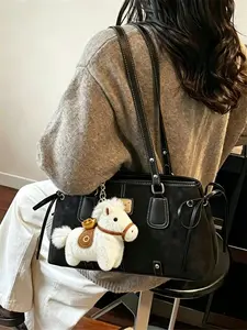 Vintage PU Boston Bag Handheld Shoulder Versatile Commute School Daily Casual Large Capacity Backpack Casual Lightweight Backpack