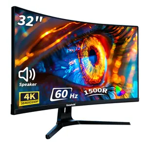 32 Inch 4K Curved Monitor, UHD 3840x2160 60Hz PC Screen, 1500R Curvature, Built-in Speakers, FreeSync, 100% sRGB, HDMI/DP, VESA Wall Mountable