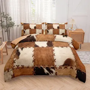 Cow Print Decorative Bedding Set, 1 Count Soft Comfortable Breathable Bedspread & 1/2 Counts Pillowcase without Filler, Bedding Supplies for Home Bedroom
