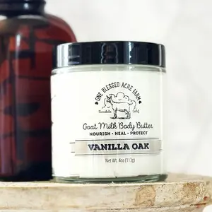 One Blessed Acre Farm Goat Milk Body Butter Unscented 4 Ounce Handcrafted Nutrient-Dense Moisturizing Cream for Extra Skin Care Moisture Balance Gentle