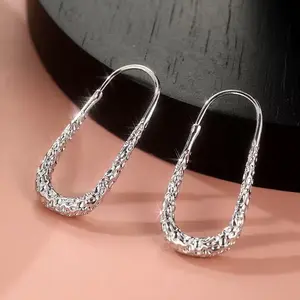 Elegant Oval Stud Earrings, Silver Color Fashion Jewelry, Versatile Daily Wear, Perfect for Office and Commute, Women's Accessory