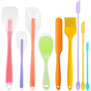 9Pcs Spatulas Silicone Heat Resistant Silicone Spatula Set Small Mini Long Jar Spatulas for Nonstick Cookware, Rubber Silicone Spoon Spatula Set for Baking Mixing Cooking Kitchen Utensils Set