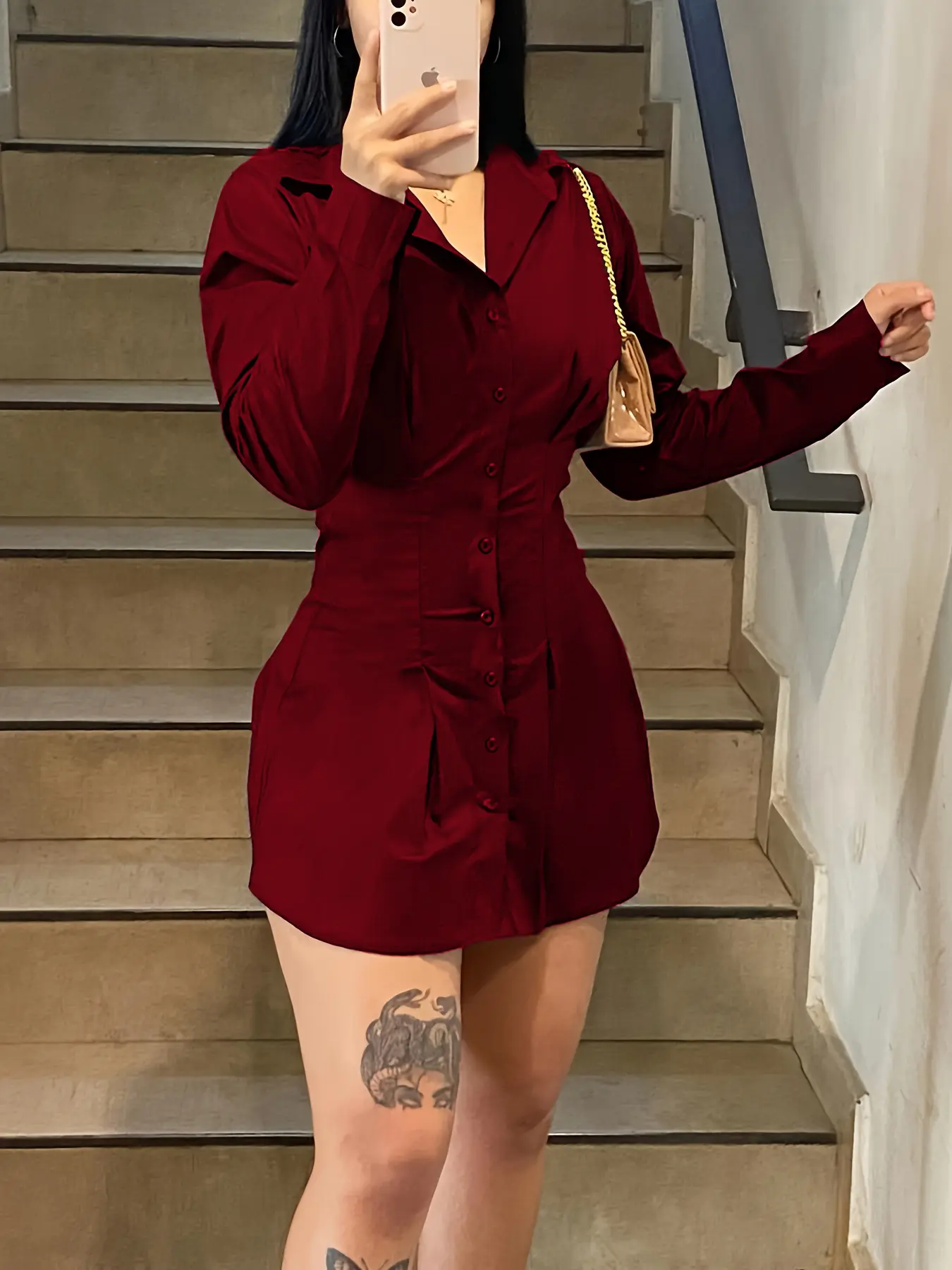Open Front Mini Dress, Long Sleeves, Asymmetrical Hem, Elastic Waist Design, Casual & Party Wear, Teen Girls Street Style, Instagram Trending, Fit